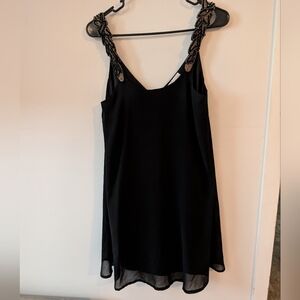 Oh My Love Women's Black Sequin Straps Mini Dress